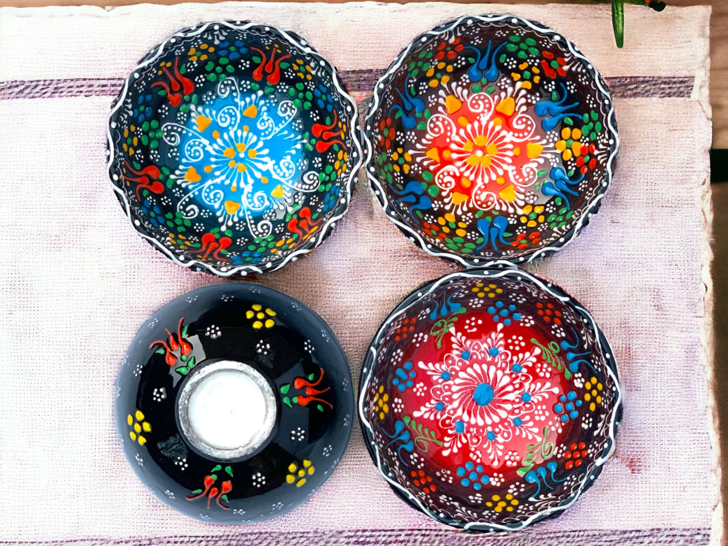 12 Cm Lace Patterned Ceramic Bowls Set of 4 for Snack,Tapas,Pudding,Nuts,Yoghurt,Hummus,Soy Sauce For Use or Decorative