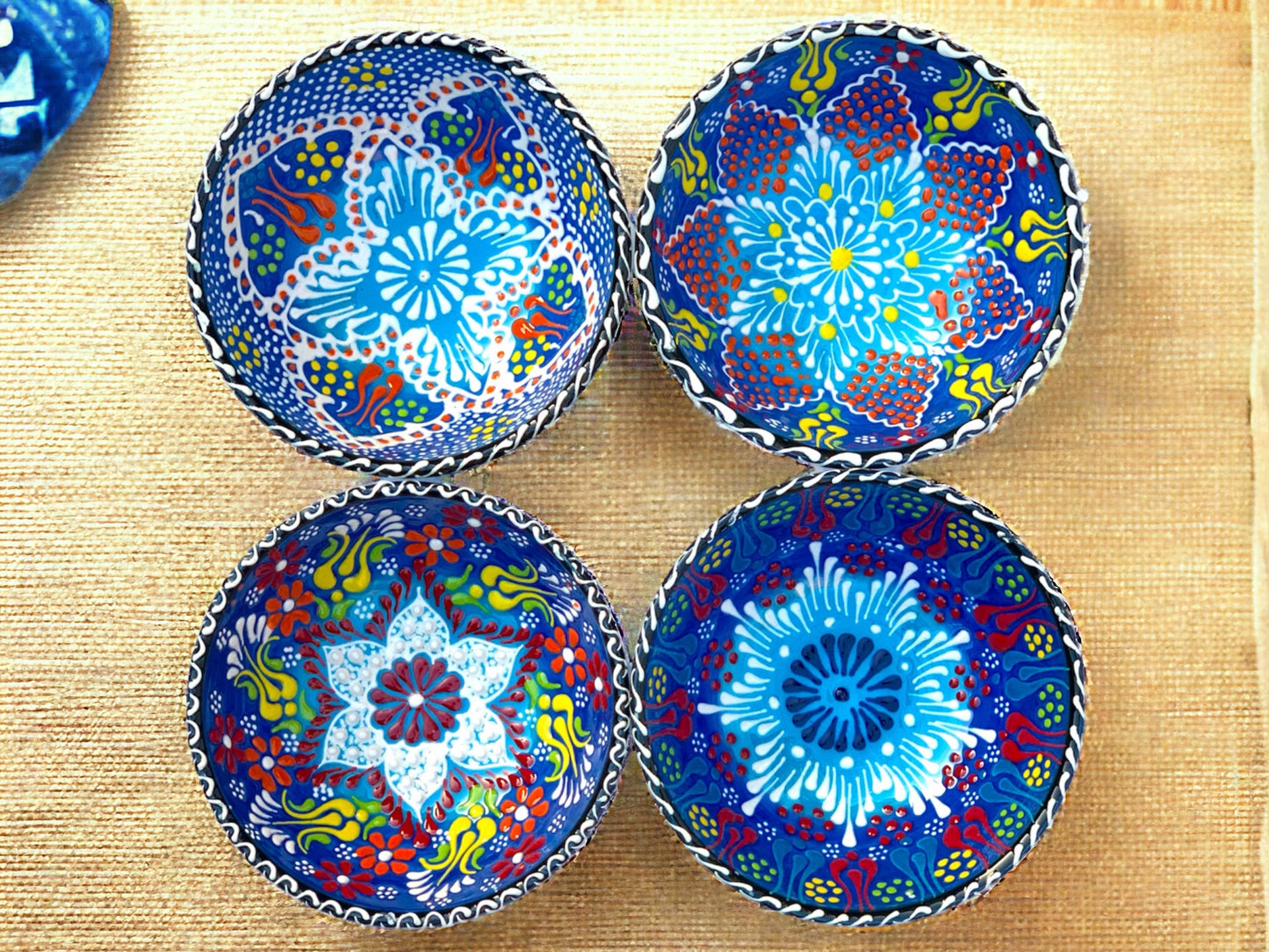 12 Cm Lace Patterned Ceramic Bowls Set of 4 for Snack,Tapas,Pudding,Nuts,Yoghurt,Hummus,Soy Sauce For Use or Decorative