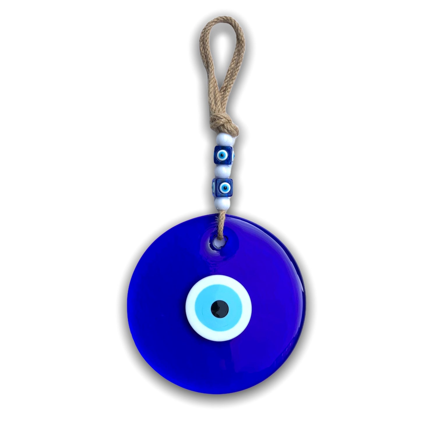 15 Cm Turkish Evil Eye or Lucky Eye Handmade With Natural Rope Wall or Door Hanging Home Decoration/ Gift Idea