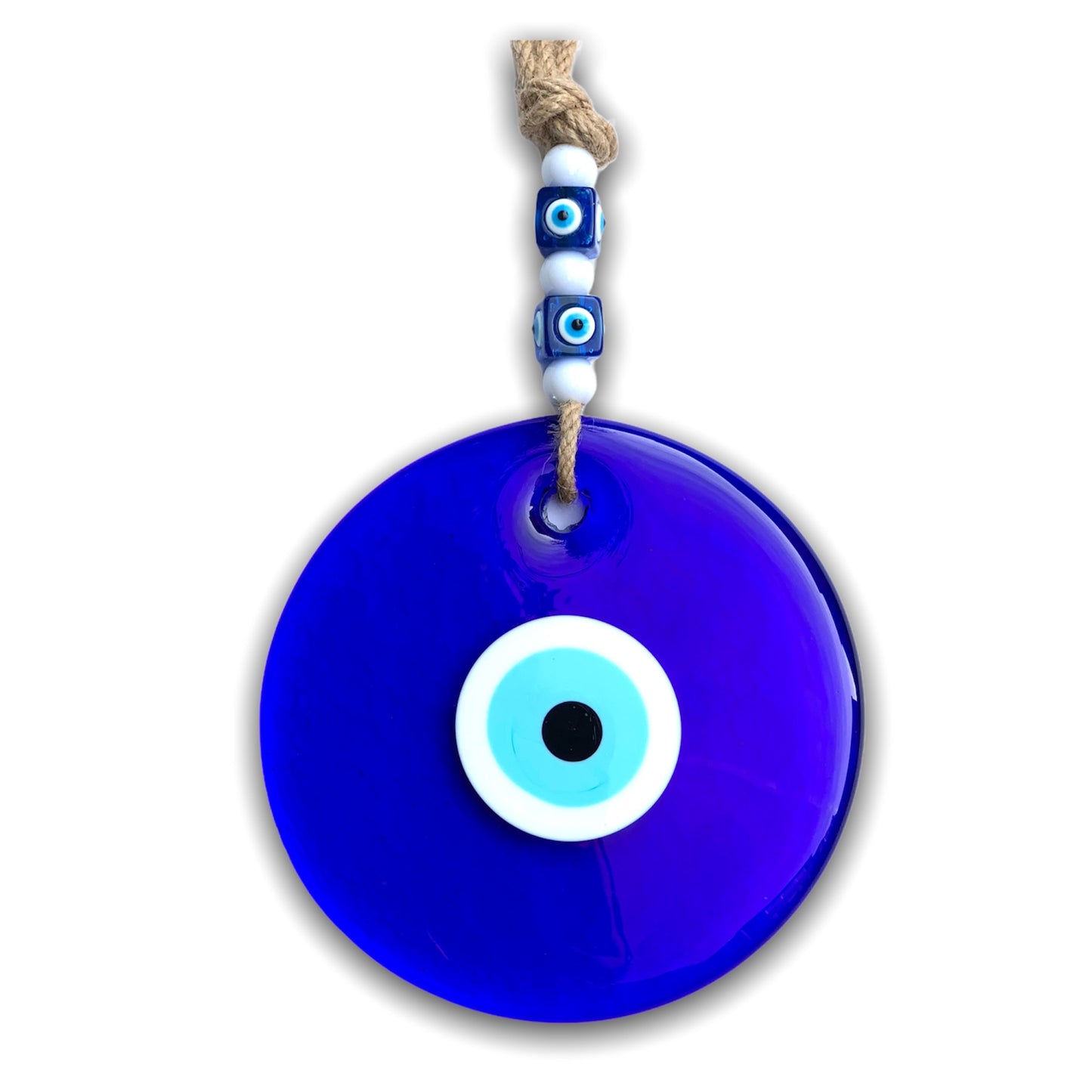 15 Cm Turkish Evil Eye or Lucky Eye Handmade With Natural Rope Wall or Door Hanging Home Decoration/ Gift Idea