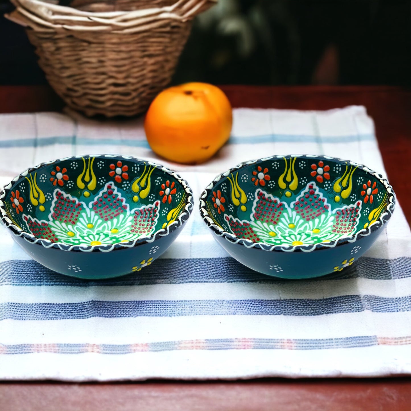 12 Cm Lace Patterned Ceramic Bowls Set of 2 for Snack, Tapas, Pudding, Nuts, Rice, Yoghurt, Hummus, Appetizer, Soy Sauce For Use or Decorative