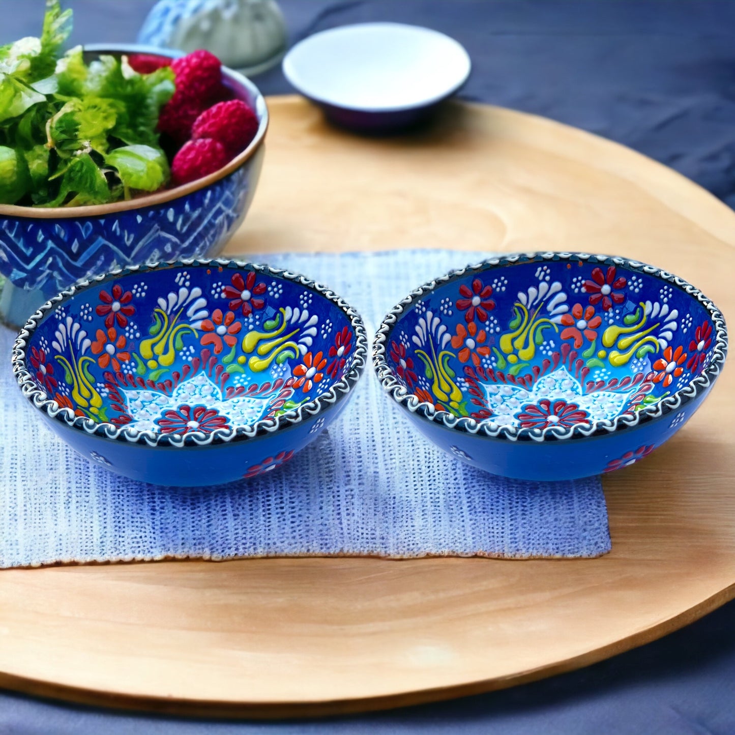 12 Cm Lace Patterned Ceramic Bowls Set of 2 for Snack, Tapas, Pudding, Nuts, Rice, Yoghurt, Hummus, Appetizer, Soy Sauce For Use or Decorative