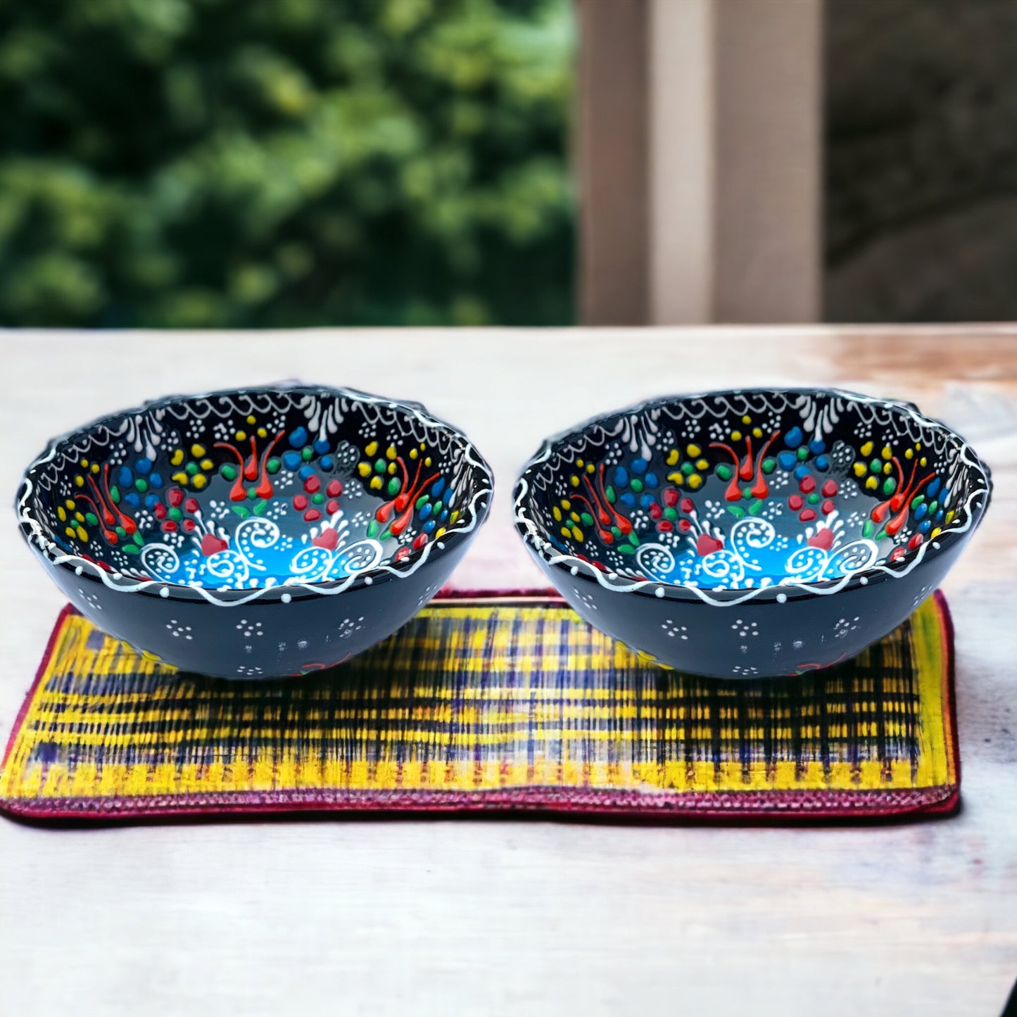 12 Cm Lace Patterned Ceramic Bowls Set of 2 for Snack, Tapas, Pudding, Nuts, Rice, Yoghurt, Hummus, Appetizer, Soy Sauce For Use or Decorative